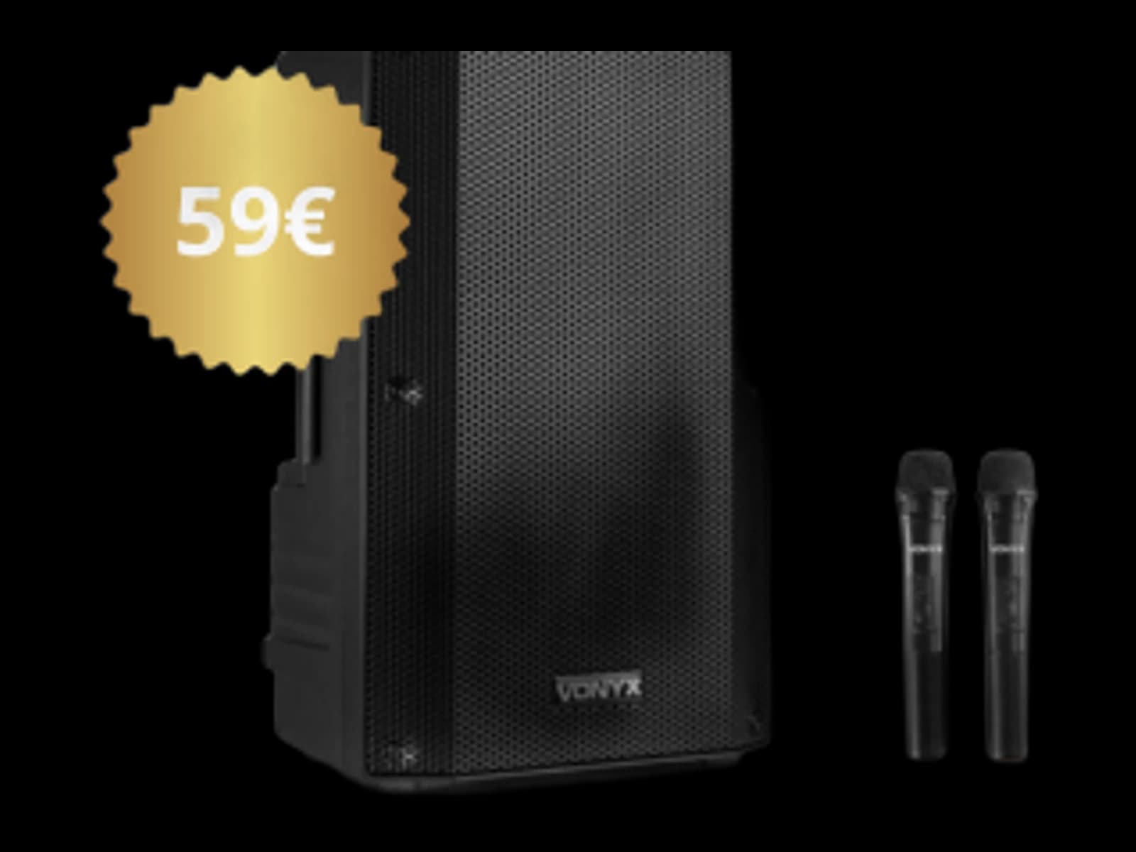 Enceinte sur batterie avec micros et bluetooth